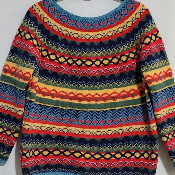 HANDKNIT COZY STRIPED LONG-SLEEVE SWEATER JUMPER L XL - Picture 6 of 8